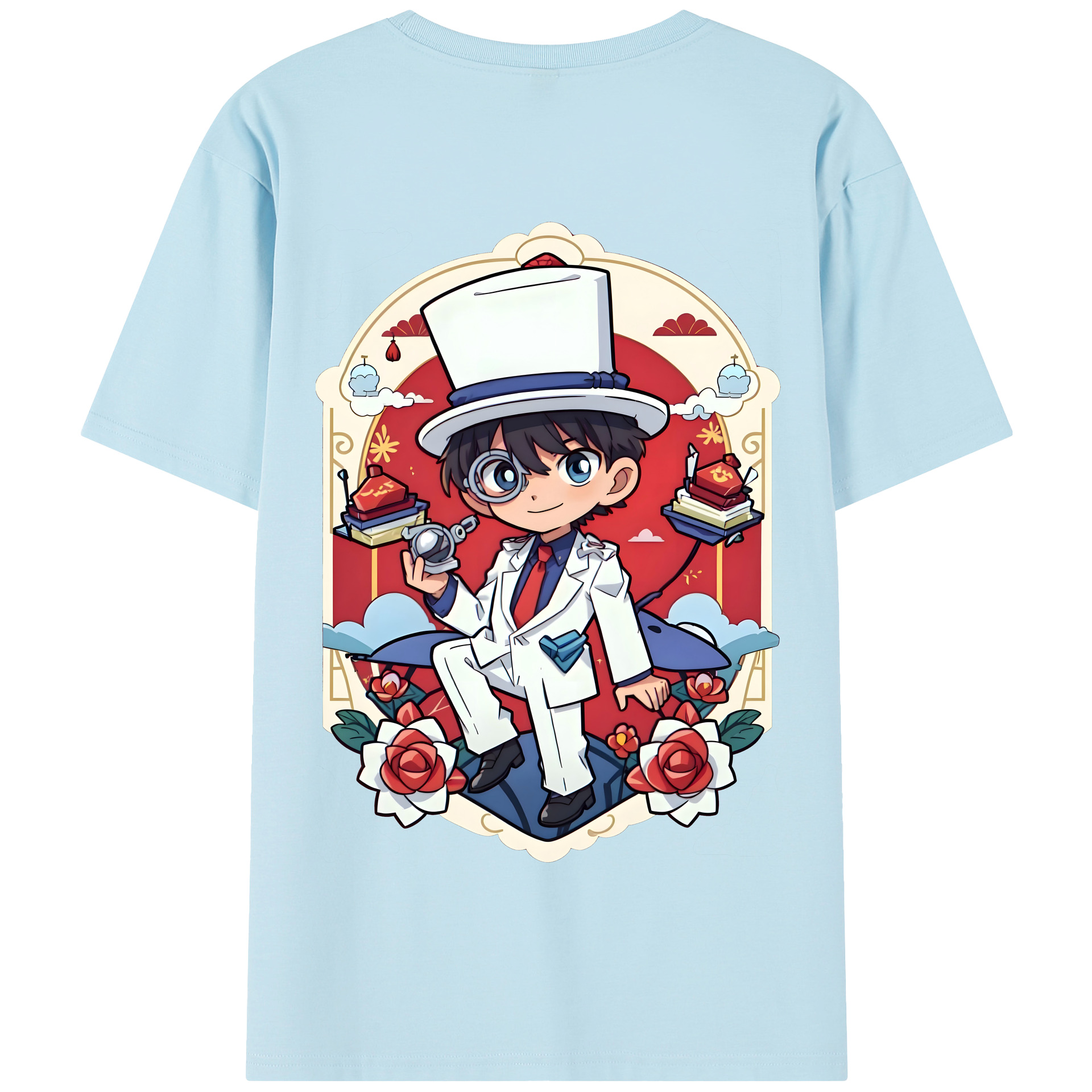 （画像用） 名探偵コナン くろば かいと Detective Conan Kuroba Kaito 綿100％半袖Tシャツ（背面プリント）